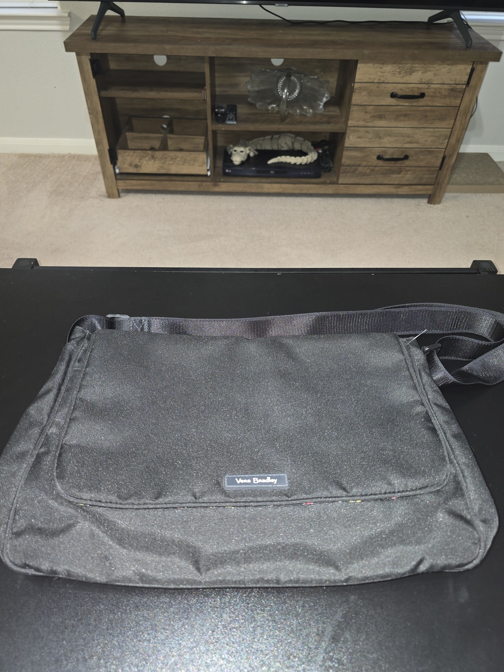 Vera Bradley Black Crossbody Laptop Messenger Bag, Like New!!